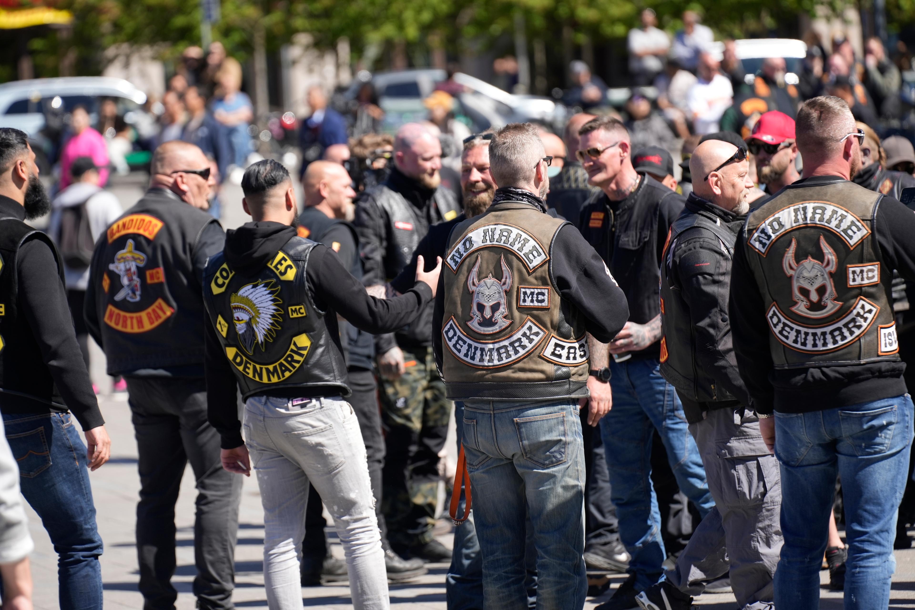 Danska mc-gäng demonstrerade i Köpenhamn på söndagen. Foto: Emil Helms/Ritzau Scanpix/TT