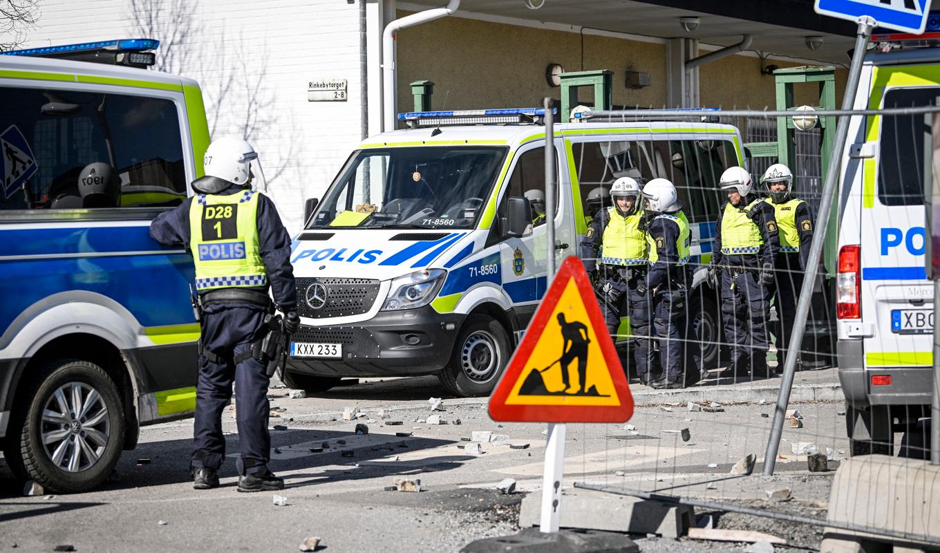 En del av de friande domarna efter påskupploppen i Rinkeby kommer att överklagas. Arkivbild. Foto: Henrik Montgomery/TT