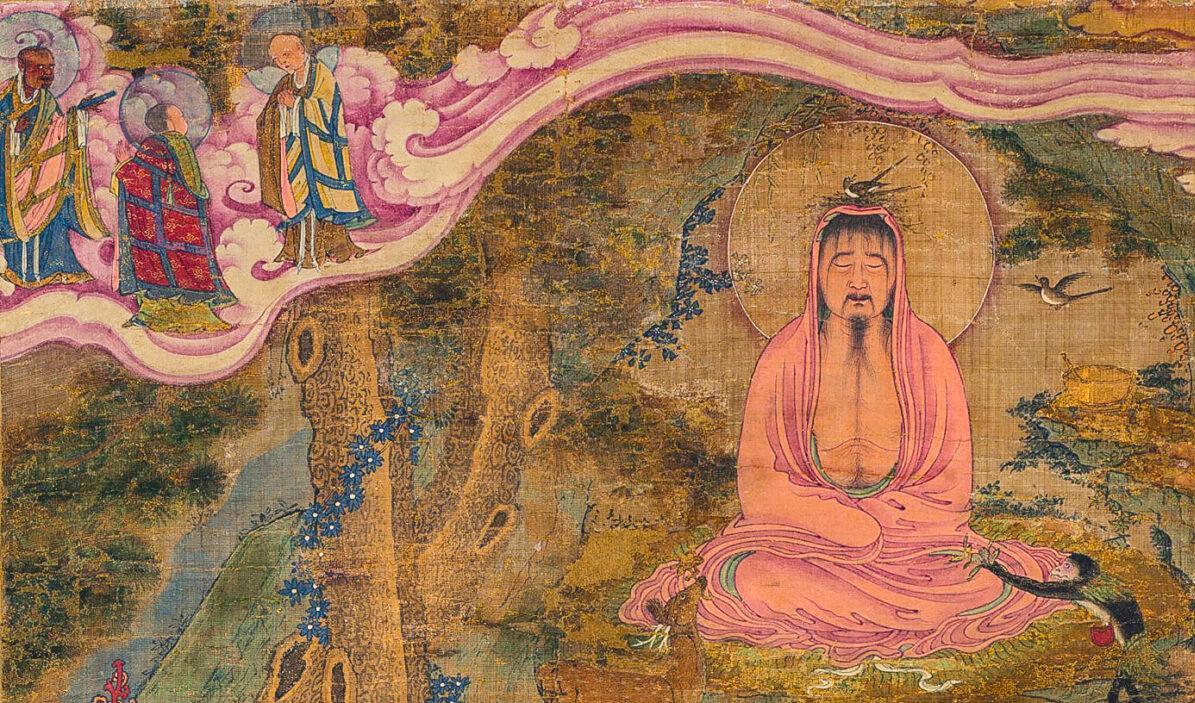 Att släppa taget om ego och övertygelser öppnar upp för förändring. Detalj av ”Drakens mirakel”, kinesisk sidenmålning från 1500-talet (Mingdynastin). Buddha Shakyamuni sitter avbildad i meditation. Foto: Public Domain