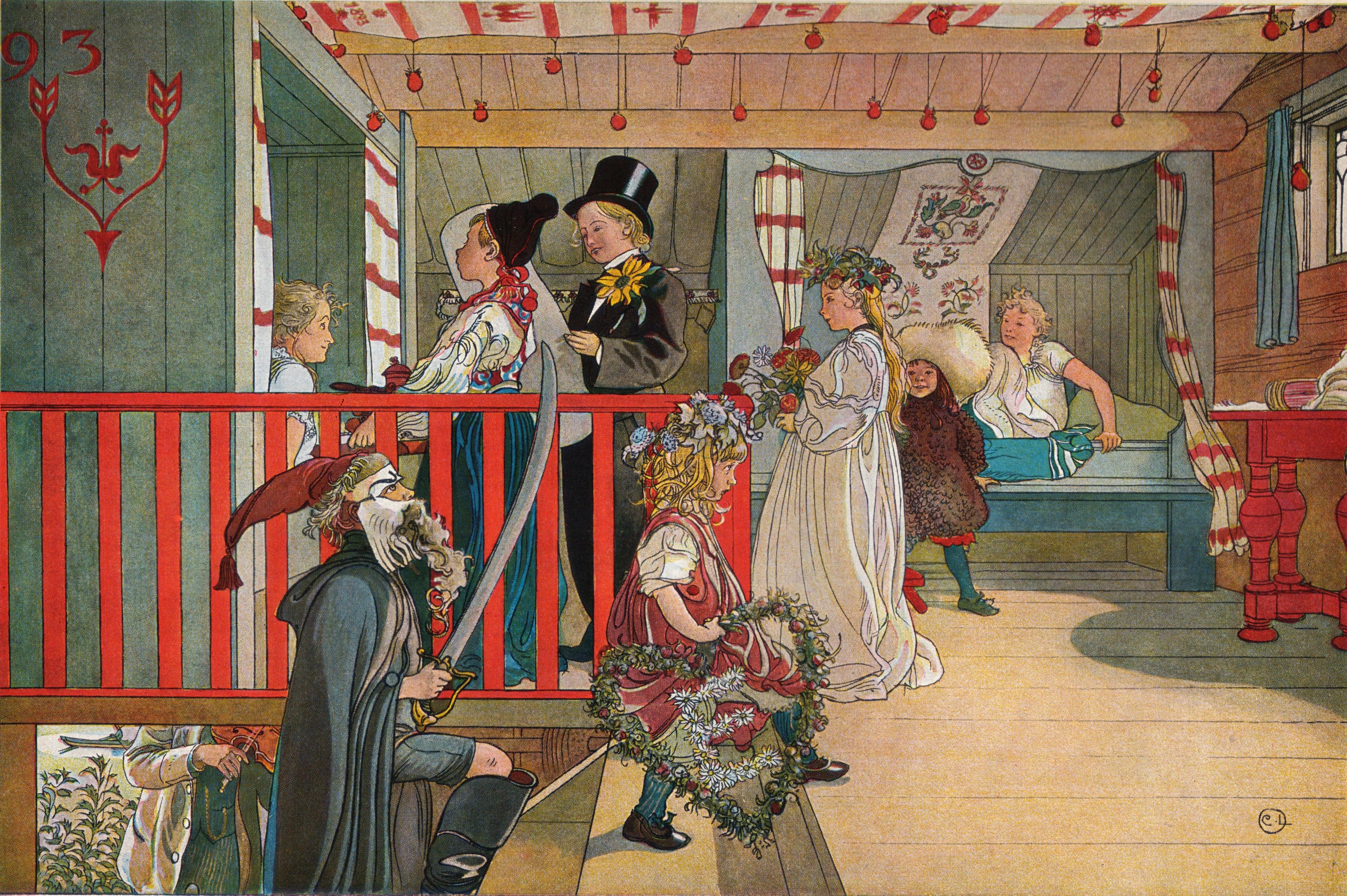 Föräldraskapet är en tvåvägsresa där föräldern utvecklas lika mycket som sina barn. Målning: Namnsdag på härbret av Carl Larsson (1853–1919). Foto: Public Domain.