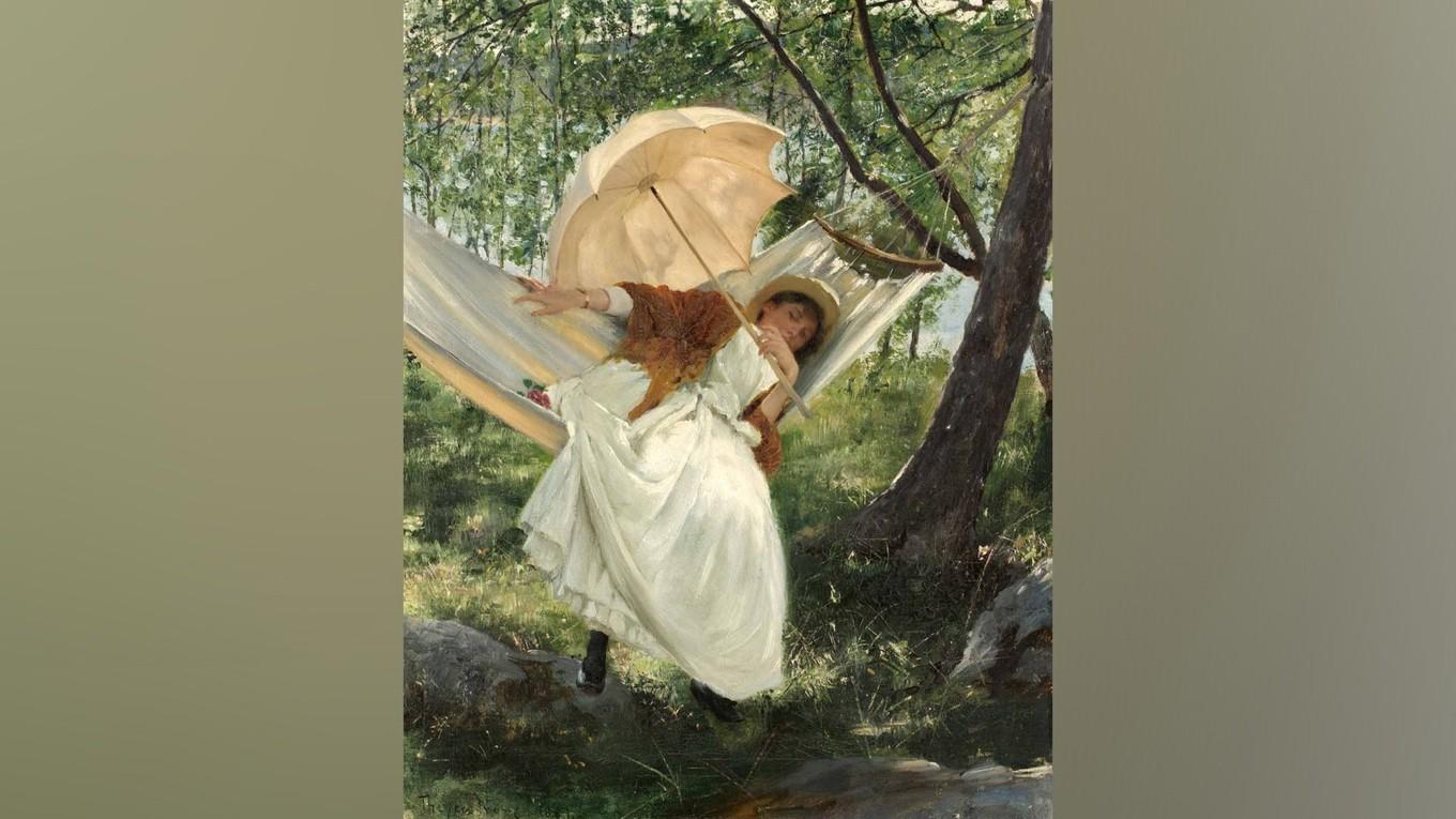 Lättja är en av de sju dödssynderna, dock går det bra att vila på vilodagen, söndagen. ”Lättja” målad 1887 av Roberth Thegerström (1857–1919). Foto: Public Domain